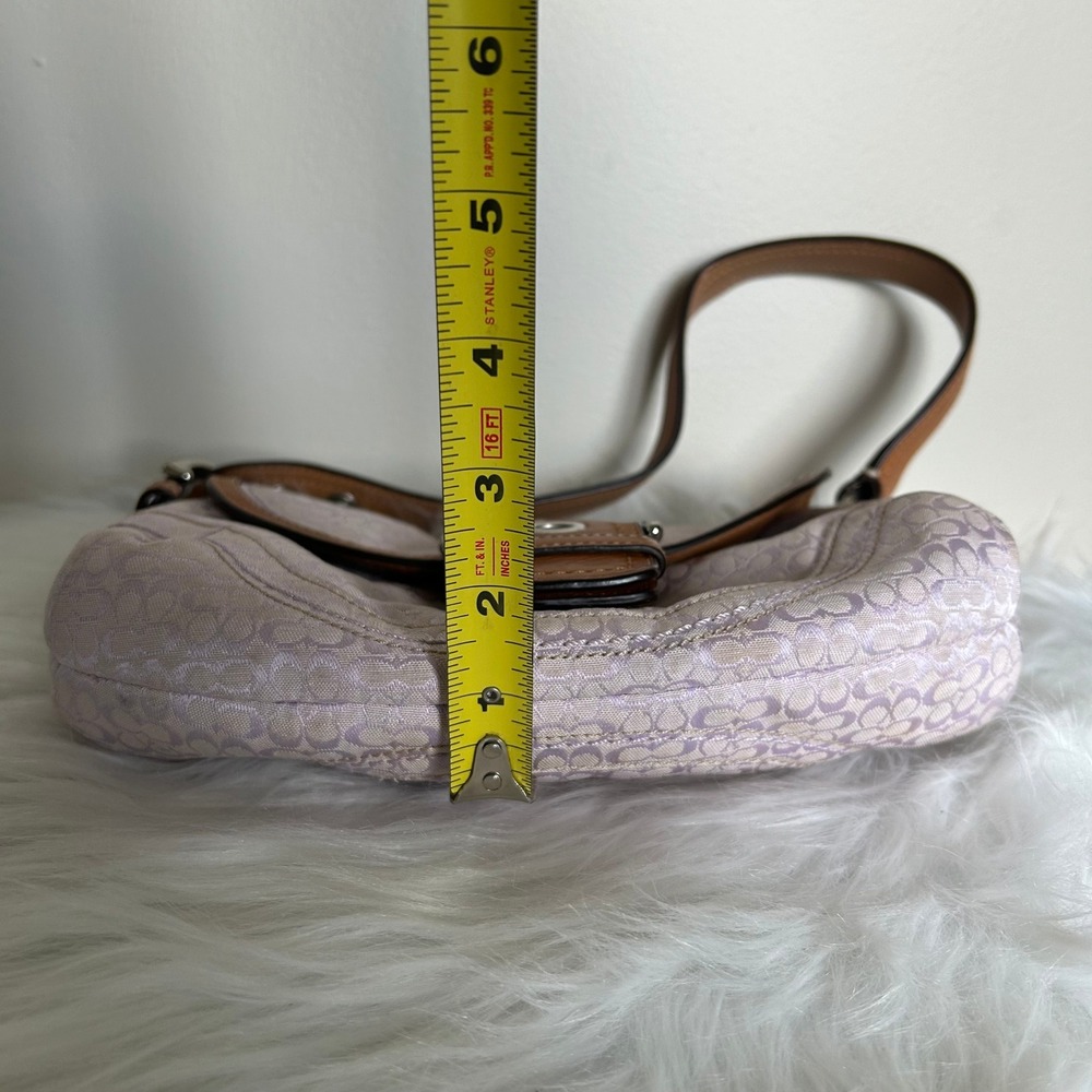 Coach Soho F12308 Lilac Signature Canvas Leather Shoulder Bag Fair - Picture 12 of 12